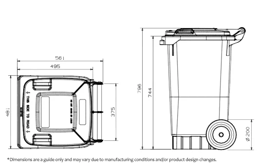 80 Litre Wheelie Bin specifications