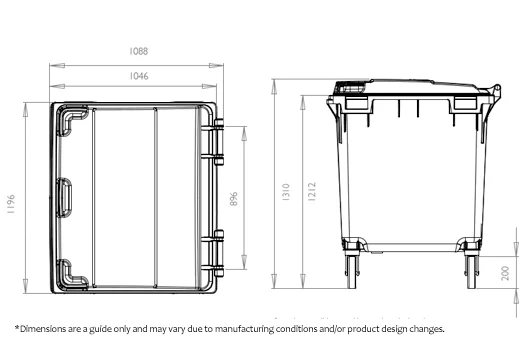1100 Litre Wheelie Bin specifications