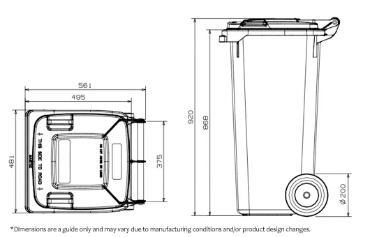 120 Litre Wheelie Bin Lid specifications