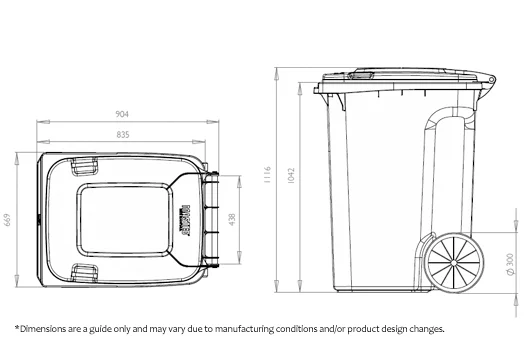360 Litre Wheelie Bin Lid specifications