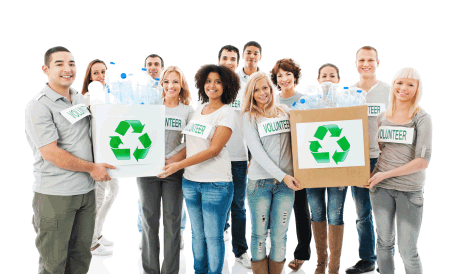 Group of people recycling